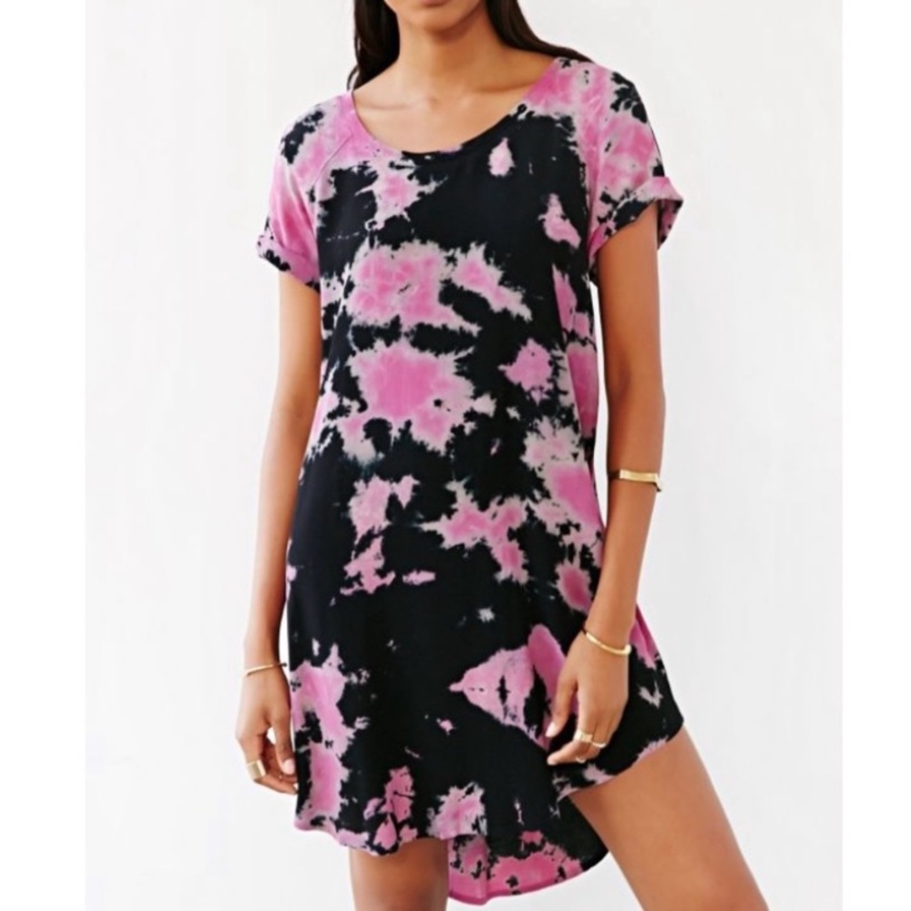 Neuw pink & black tie dye dress